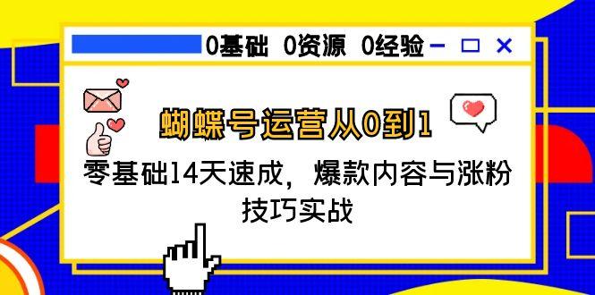 蝴蝶号运营从0到1，零基础14天速成，爆款内容与涨粉技巧实战-微众资源