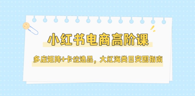 小红书电商高阶课，多店矩阵+卡位选品，大红海类目突围指南（更新5月）-微众资源