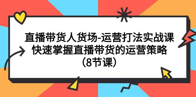 直播带货人货场-运营打法实战课：快速掌握直播带货的运营策略（8节课）-微众资源