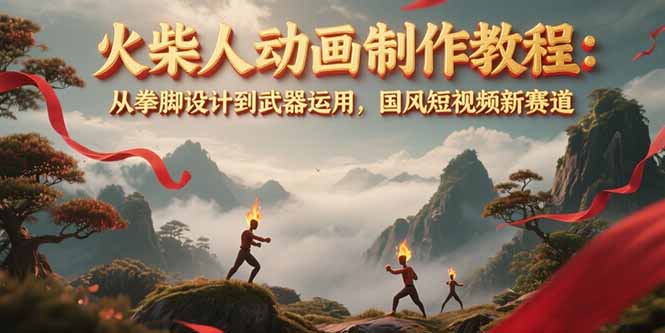 火柴人动画制作教程：从拳脚设计到武器运用，国风短视频新赛道-微众资源