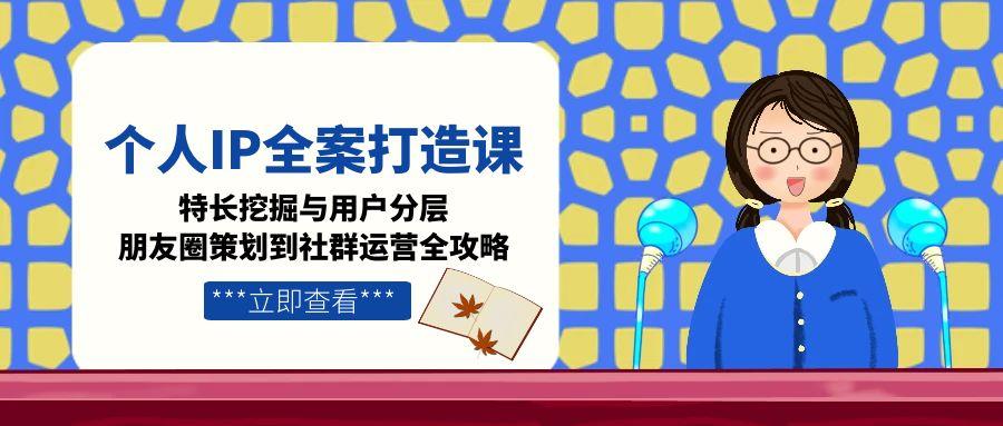 个人IP全案打造课，特长挖掘与用户分层，朋友圈策划到社群运营全攻略-微众资源