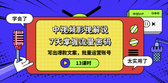 中视频影视解说：7天掌握流量密码：写出爆款文案，批量运营账号（13课时）-微众资源