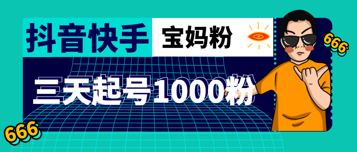 抖音快手三天起号涨粉1000宝妈粉丝的核心方法【详细玩法教程】-微众资源