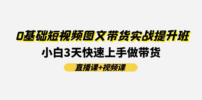 0基础短视频图文带货实战提升班(直播课+视频课)：小白3天快速上手做带货-微众资源