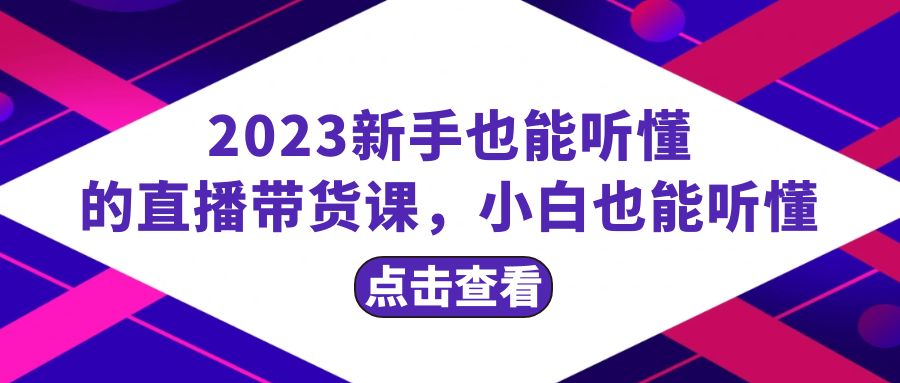 2023新手也能听懂的直播带货课，小白也能听懂，20节完整-微众资源