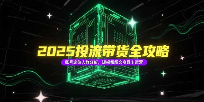 2025投流带货全攻略，账号定位人群分析，短视频图文商品卡运营-微众资源