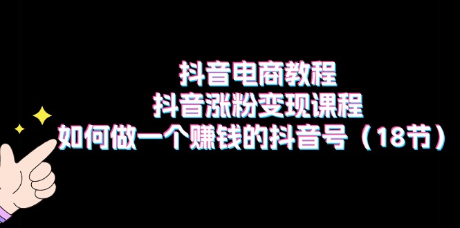 抖音电商教程：抖音涨粉变现课程：如何做一个赚钱的抖音号（18节）-微众资源
