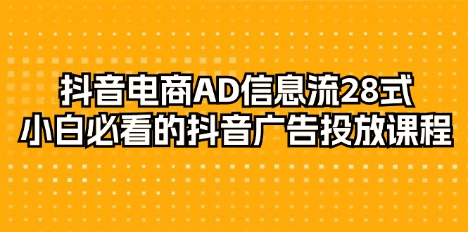 抖音电商-AD信息流 28式，小白必看的抖音广告投放课程-29节-微众资源