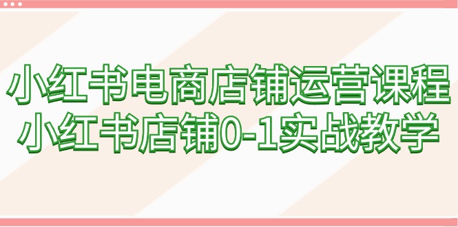 小红书电商店铺运营课程，小红书店铺0-1实战教学（60节课）-微众资源