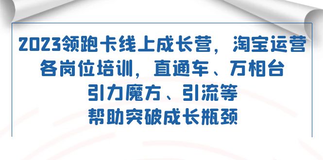 2023领跑·卡 线上成长营 淘宝运营各岗位培训 直通车 万相台 引力魔方 引流-微众资源