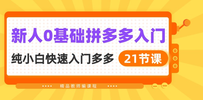 新人0基础拼多多入门，纯小白快速入门多多（21节课）-微众资源
