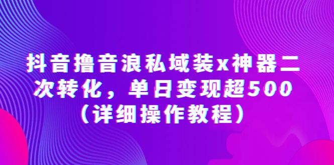 抖音撸音浪私域装x神器二次转化，单日变现超500（详细操作教程）-微众资源