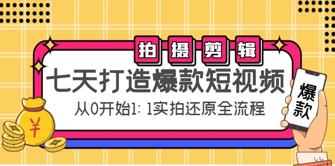 七天打造爆款短视频：拍摄+剪辑实操，从0开始1:1实拍还原实操全流程-微众资源