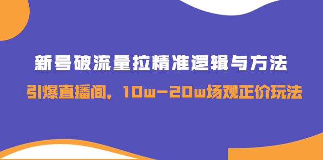 新号破流量拉精准逻辑与方法，引爆直播间，10w-20w场观正价玩法-微众资源