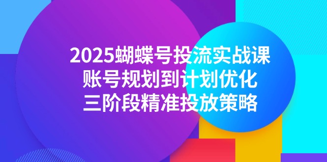 2025蝴蝶号投流实战课，账号规划到计划优化，三阶段精准投放策略-微众资源