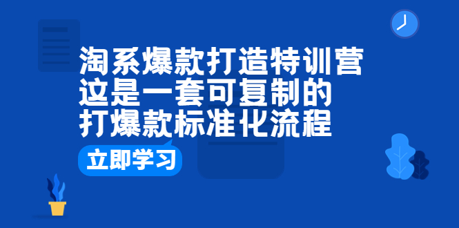 淘系爆款打造特训营：这是一套可复制的打爆款标准化流程-微众资源