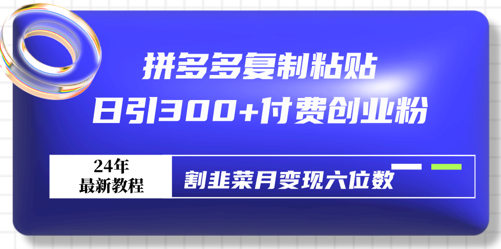 拼多多复制粘贴日引300+付费创业粉，割韭菜月变现六位数最新教程！-微众资源