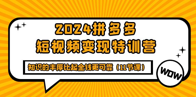 2024拼多多短视频变现特训营，知识的丰厚比起金钱更可靠（11节课）-微众资源