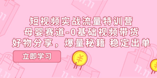 短视频实战流量特训营，母婴赛道-0基础带货，好物分享，爆量秘籍 稳定出单-微众资源