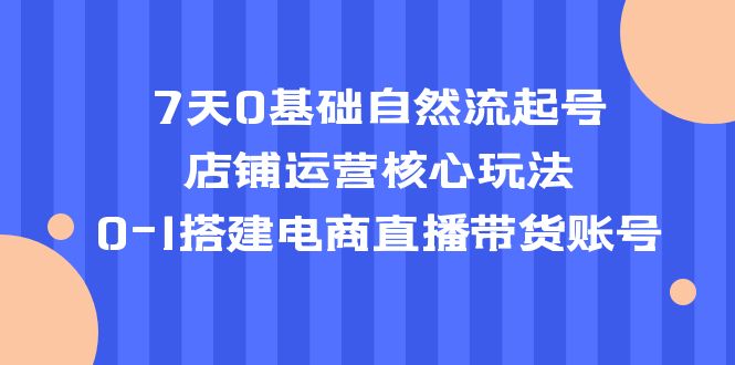 7天0基础自然流起号，店铺运营核心玩法，0-1搭建电商直播带货账号-微众资源