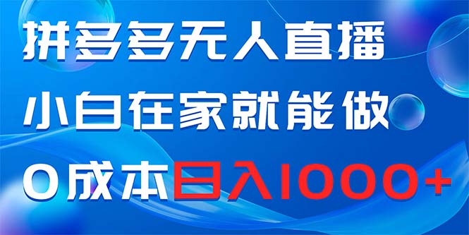 拼多多无人直播，小白在家就能做，0成本日入1000+-微众资源