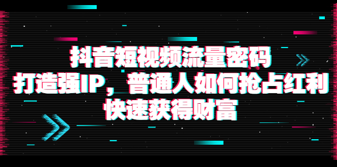 抖音短视频流量密码：打造强IP，普通人如何抢占红利，快速获得财富-微众资源