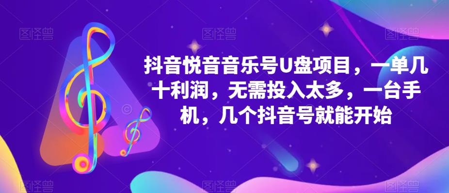 抖音音乐号U盘项目 一单几十利润 无需投入太多 一台手机 几个抖音号就开始-微众资源