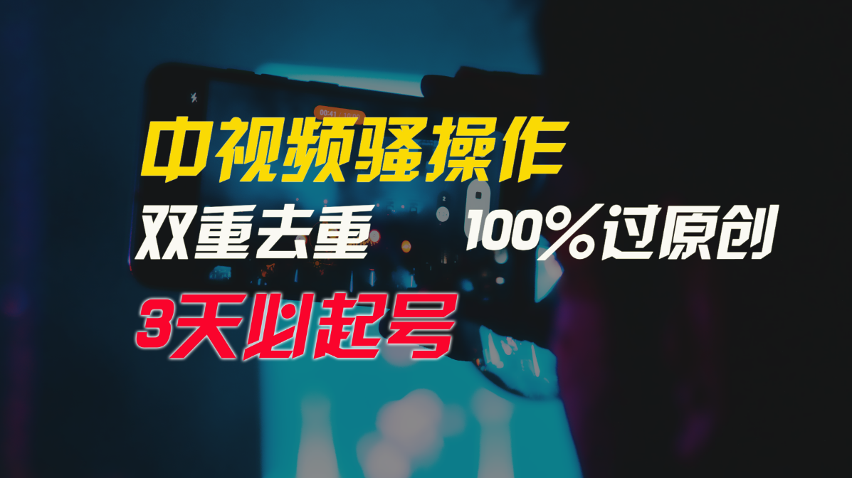 中视频骚操作，双重去重100%过原创，3天比必起号，简单无脑，月入3W+-微众资源