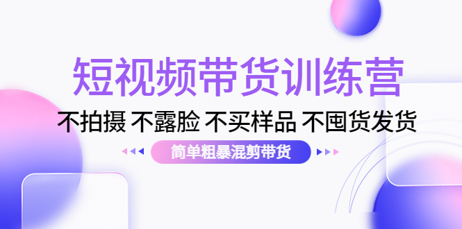 短视频带货训练营：不拍摄 不露脸 不买样品 不囤货发货 简单粗暴混剪带货-微众资源