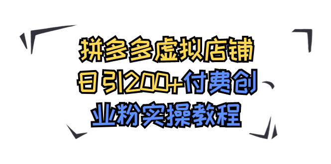 拼多多虚拟店铺日引200+付费创业粉实操教程-微众资源