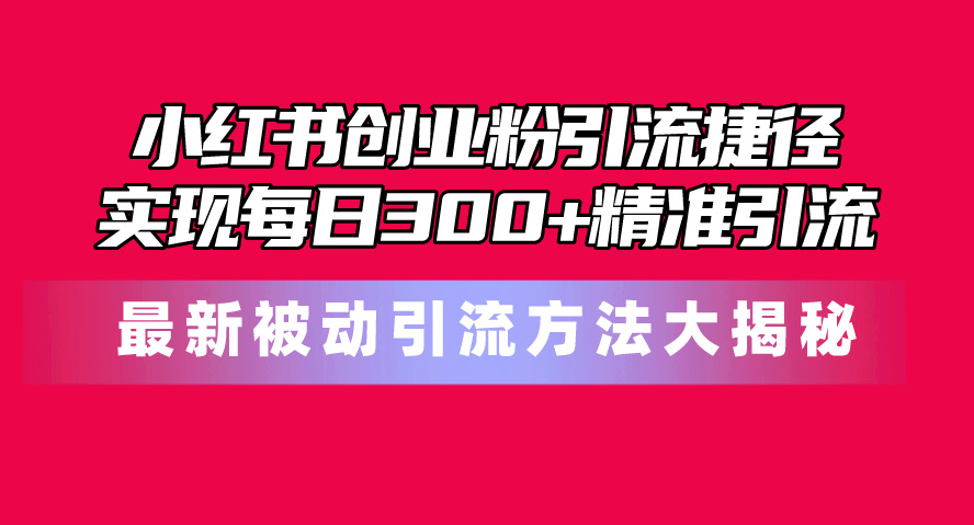 小红书创业粉引流捷径！最新被动引流方法大揭秘，实现每日300+精准引流-微众资源