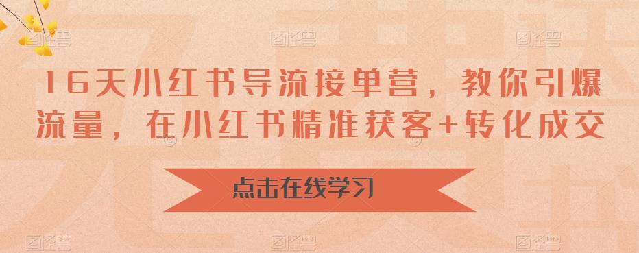 16天-小红书 导流接单营，教你引爆流量，在小红书精准获客+转化成交-微众资源