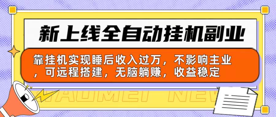新上线全自动挂机副业：靠挂机实现睡后收入过万，不影响主业可远程搭建…-微众资源