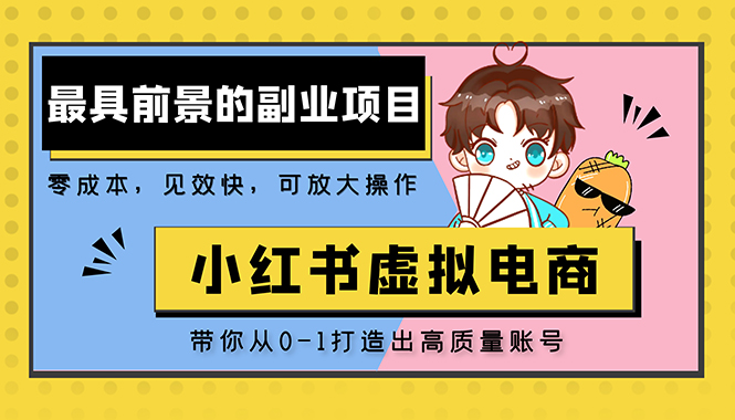 小红书蓝海大市场虚拟电商项目，手把手带你打造出日赚2000+高质量红薯账号-微众资源