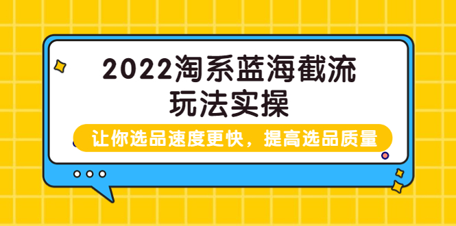 2022淘系蓝海截流玩法实操：让你选品速度更快，提高选品质量-微众资源