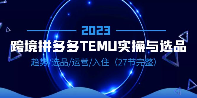 2023跨境·拼多多·TEMU实操与选品，趋势·选品·运营·入住（27节完整）-微众资源