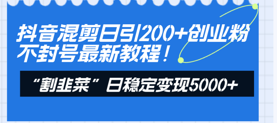 抖音混剪日引200+创业粉不封号最新教程！“割韭菜”日稳定变现5000+！-微众资源