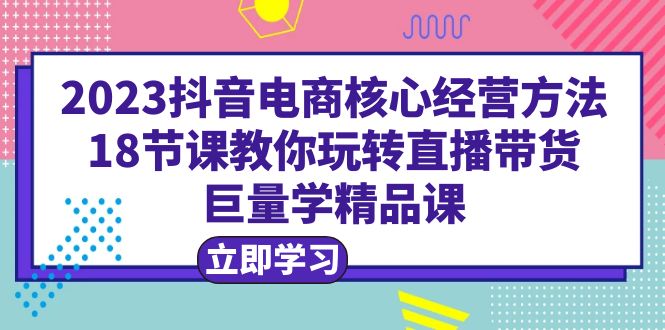 2023抖音电商核心经营方法：18节课教你玩转直播带货，巨量学精品课-微众资源
