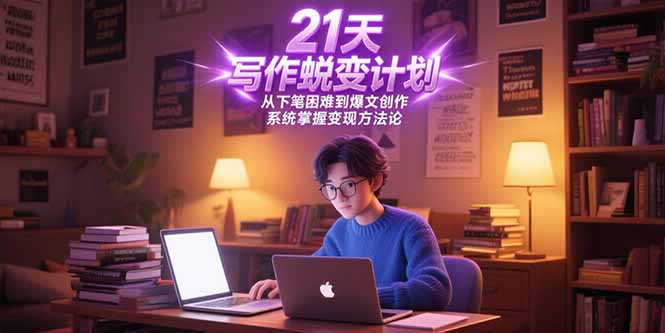 21天写作蜕变计划，从下笔困难到爆文创作，系统掌握变现方法论-微众资源
