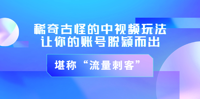 稀奇古怪的中视频玩法，让你的账号脱颖而出，堪称“流量刺客”（图文+视频)-微众资源