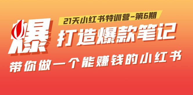 21天小红书特训营-第6期，打造爆款笔记，带你做一个能赚钱的小红书！-微众资源