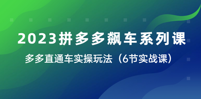 2023拼多多飙车系列课，多多直通车实操玩法（6节实战课）-微众资源