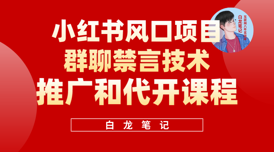 小红书风口项目日入300+，小红书群聊禁言技术代开项目，适合新手操作-微众资源