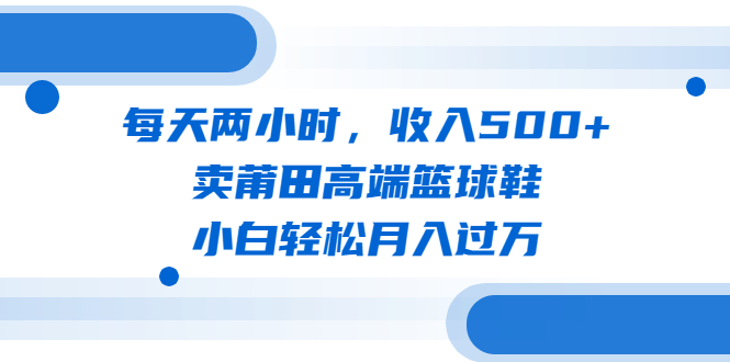 每天两小时，收入500+，卖莆田高端篮球鞋，小白轻松月入过万（教程+素材）-微众资源