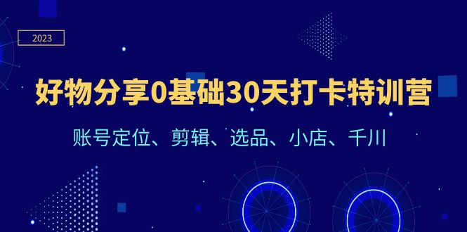 好物分享0基础30天打卡特训营：账号定位、剪辑、选品、小店、千川-微众资源