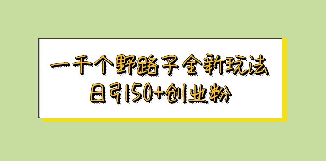 一千个野路子全新玩法 日引50+创业粉-微众资源