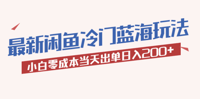 2023最新闲鱼冷门蓝海玩法，小白零成本当天出单日入200+-微众资源