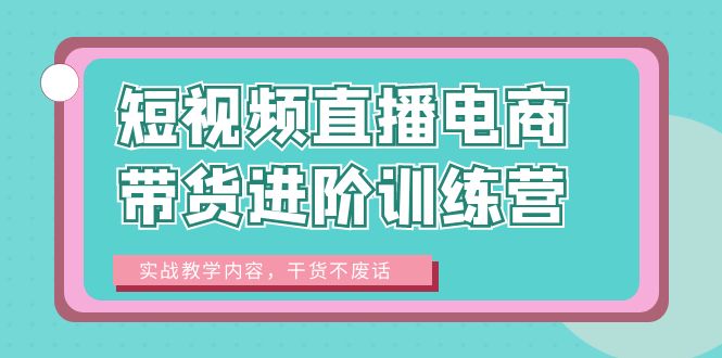 短视频直播电商带货进阶训练营：实战教学内容，干货不废话！-微众资源