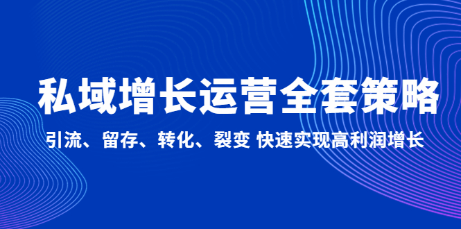 私域增长运营全套策略：引流、留存、转化、裂变 快速实现高利润增长-微众资源