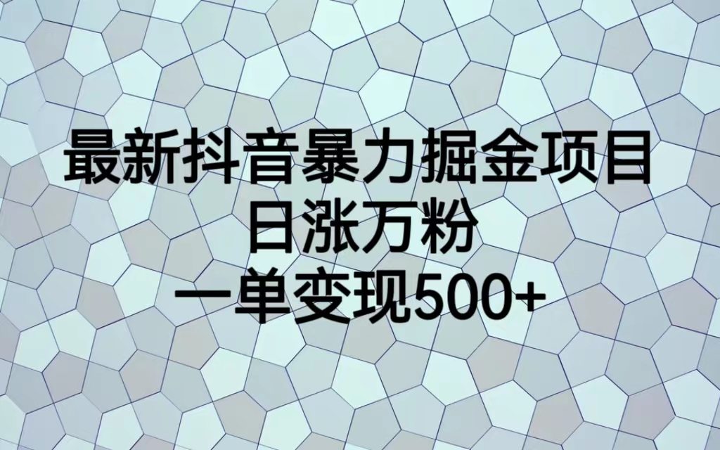 最火热的抖音暴力掘金项目，日涨万粉，多种变现方式，一单变现可达500+-微众资源